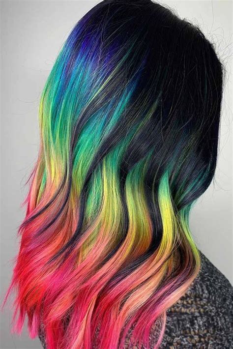 Hair Color 2017 2018 Neon Rainbow Hair Color Vibes ️ A Brunette Can