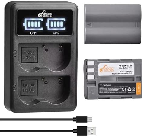 Pickle Power En El E En El A Battery And Led Dual Usb Chager For Nikon