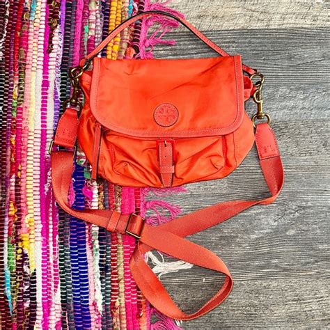 Tory Burch Bags Tory Burch Bright Orange Scout Nylon Leathertrimmed Crossbody Bag Poshmark