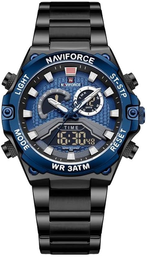 Naviforce Men Analog Digital Sports Chronograph Steel Strap Quartz