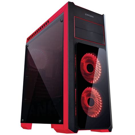 Gabinete Gamer Pcyes Tank Vermelho C Fans Led Vermelho