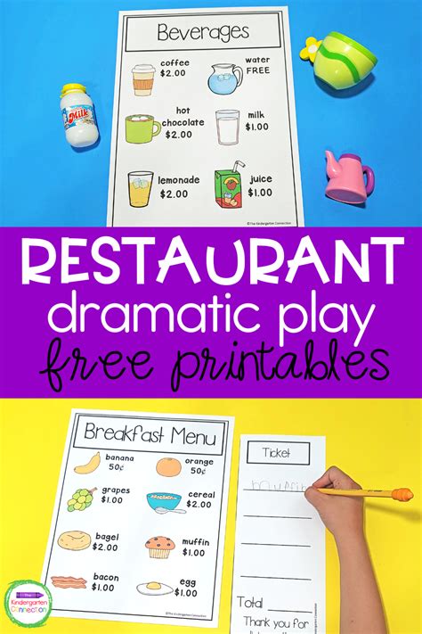 Restaurant Dramatic Play Activity Jeux Maternelle Apprentissage