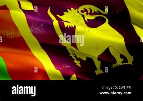 Sri Lanka flag Closeup 1080p Full HD 1920X1080 footage video waving in ...