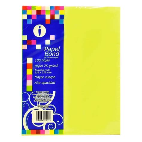 Paquete De Papel Bond I Tamaño Carta Varios Colores 100 Hojas Walmart