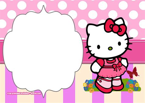 Free Free Printable Hello Kitty Pink Polka Dot Invitation Templates