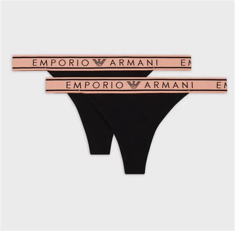 Emporio Armani Stretch Cotton Two Pack Of Iconic Organic Cotton Thongs