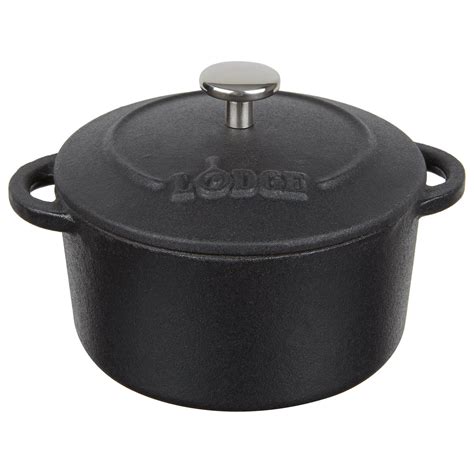 Lodge ECMCR11 10 Oz Matte Black Color Enamel Mini Cast Iron Pot With