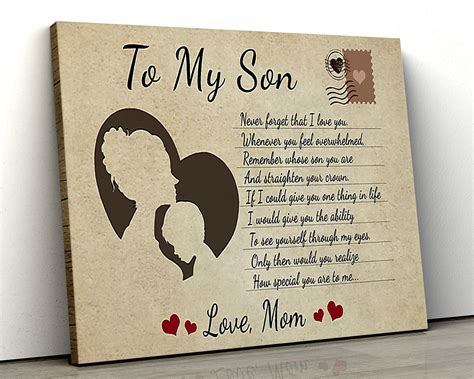 Letter Canvas Poster To My Son Never Forget That I Love You If Etsy Uk