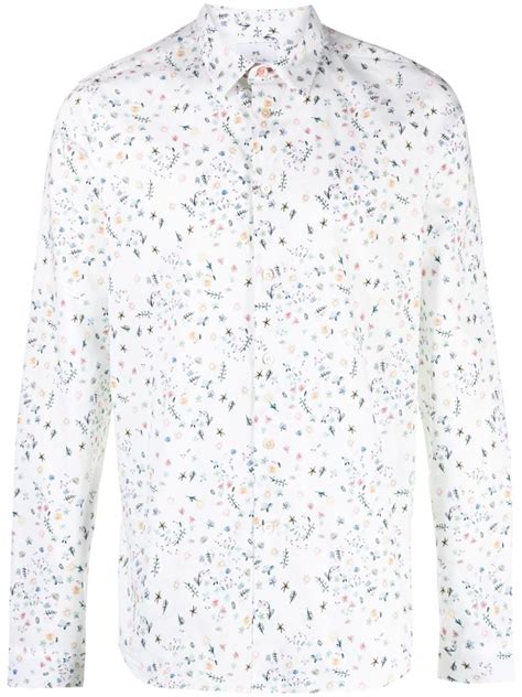 Ps Paul Smith Floral Print Cotton Shirt Farfetch