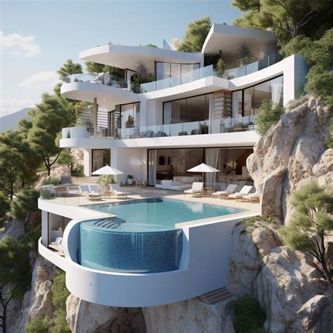 Modern houses on the cliffs in the Greek style | Modern house, Greek ...