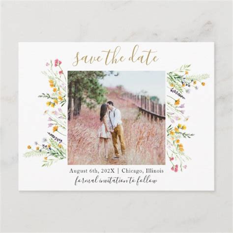 Wildflowers Blooms Save The Date Photo Postcard Zazzle