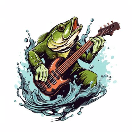 Premium AI Image | A close up of a bass fish playing a guitar in the water generative ai