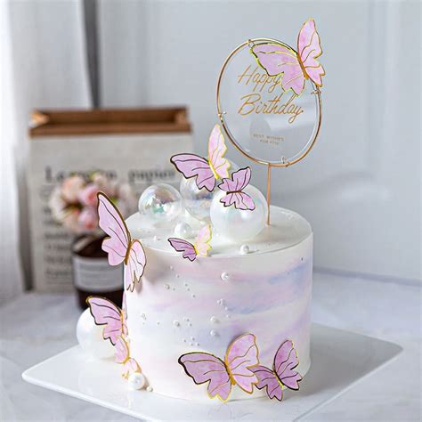 3d Purple Pink Butterfly Cake Decoration Paper Material Girl Fairy