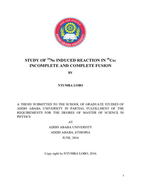 Fillable Online Etd Aau Edu A Thesis Submitted To The School Of