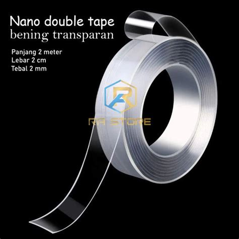 Jual NANO DOUBLE TAPE BENING TRANSPARAN PANJANG 2M LEBAR 2cm TEBAL 2mm