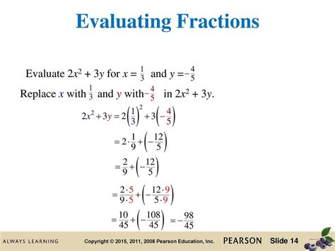 Evaluate Expressions Fractions