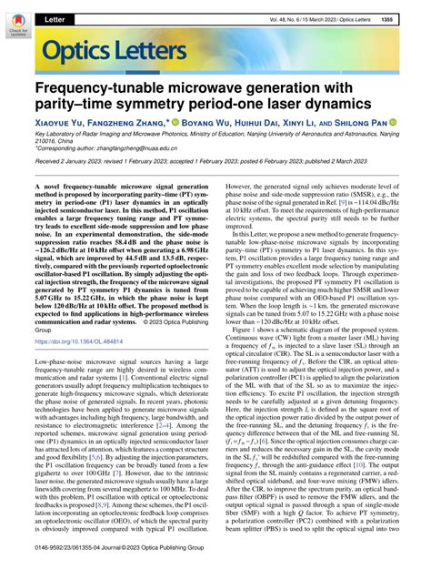 Pdf Frequency Tunable Microwave Generation With Parity Time Symmetry