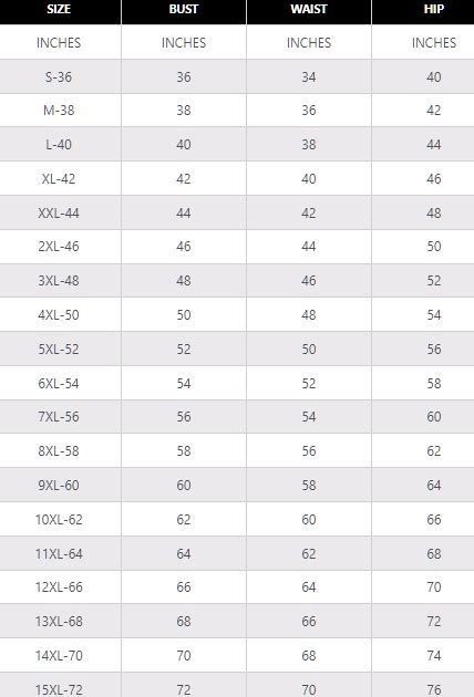 Size Chart Adiricha Fashion