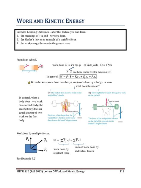 Work and Kinetic Energy | Download Free PDF | Force | Physical Sciences