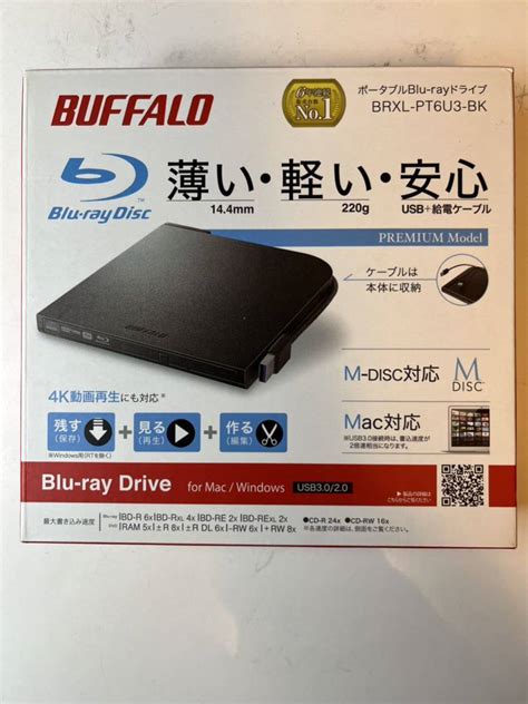 【未使用】新品、未開封★旧パッケージ品、buffalo 、usb30 ポータブルblu Rayドライブ ブラックbrxl Pt6u3 Bk