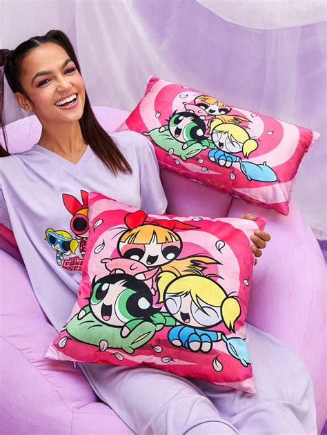 THE POWERPUFF GIRLS X SHEIN 1pc Cartoon Heart Graphic Cushion Cover