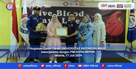 Kegiatan Donor Darah Universitas Indonesia Maju Bekerjasama Dengan Pmi