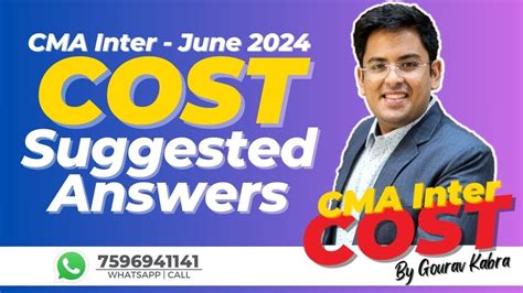 Cma Inter June Cost Accounting P Suggested Answers