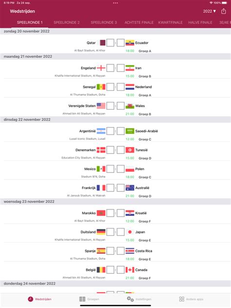 Speelschema Wk Voetbal App Voor Iphone Ipad En Ipod Touch