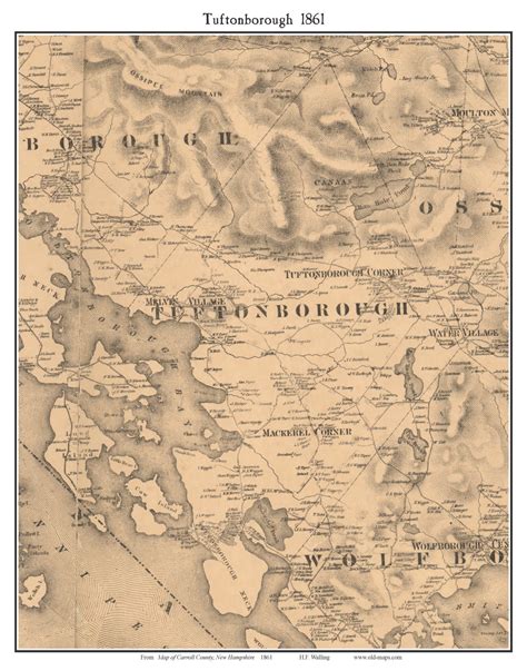 Tuftonborough 1861 Old Town Map With Homeowner Names New Hampshire