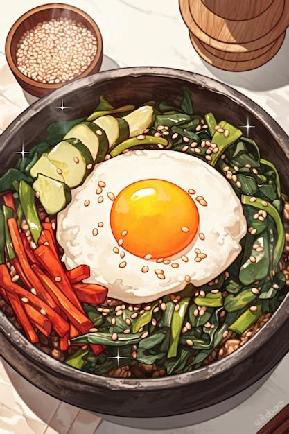 Premium Vector Korean Bibimbap And Mixed Rice