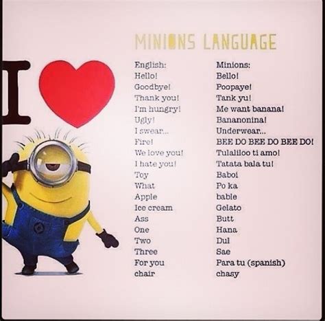 Learn minion language | Minions language, Minions, Minions funny