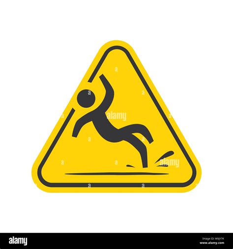 Wet Floor Sign Yellow Triangle With Falling Man In Modern Rounded