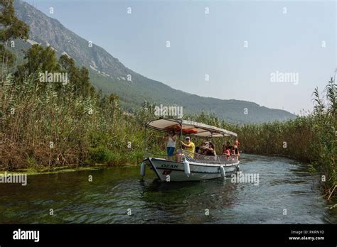 Akyaka Mugla Turkey July Tour Boat On Azmak Stream In