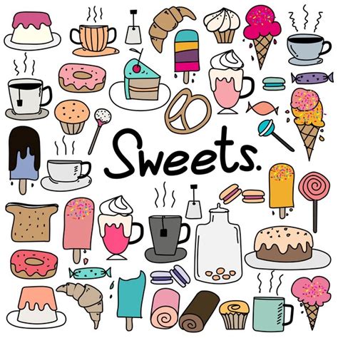 Premium Vector Hand Drawn Doodle Vector Sweets Set