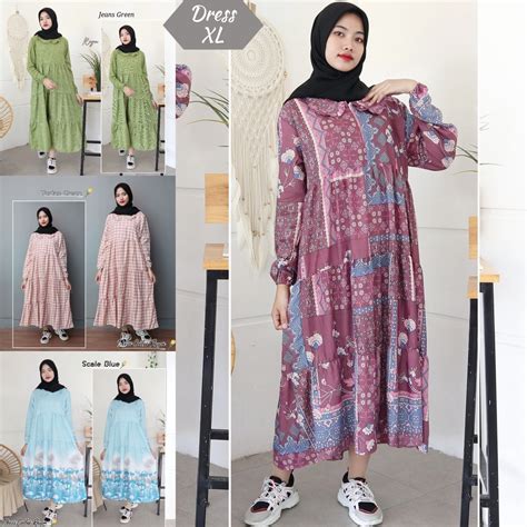 Jual Izany Midi Dress Dewasa Wanita Gamis Dewasa Xl Xxl Collar