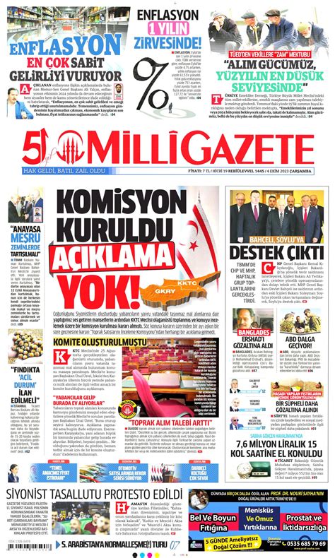 Milli Gazetesi Milli Manşet Oku Haberler 04 Ekim 2023