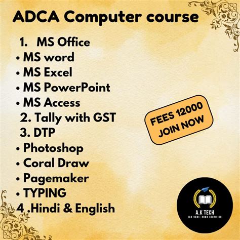 ADCA Computer Course Training - ADCA Fees - A.K Tech Institute