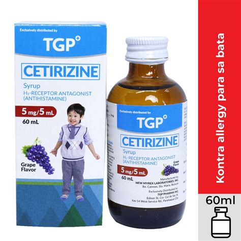 Cetirizine Syrup 5mg5ml 60ml 1 Bottle Antihistamine For Allergy Relief