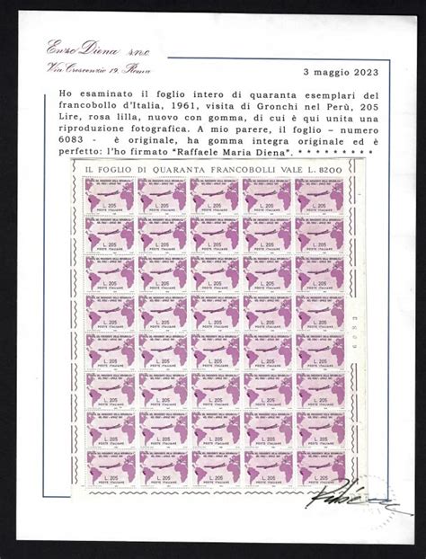 Italy Republic Pink Lire Unissued Gronchi Rosa Mnh