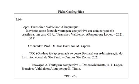 Ficha Catalogr Fica Do Tcc