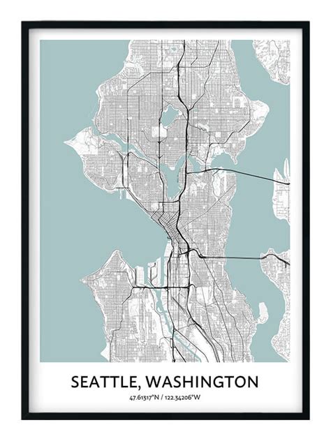 Seattle Map Poster - Your City Map Art - Positive Prints