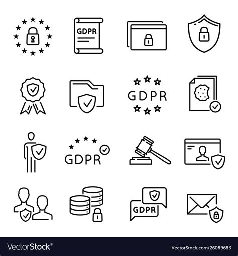 Gdpr Line Icon General Data Protection Regulation Vector Image