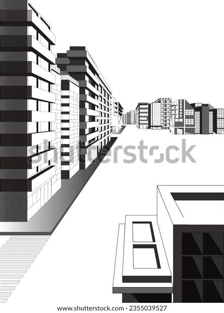 2 City Scape Sketch One Point Perspective Images, Stock Photos, 3D ...