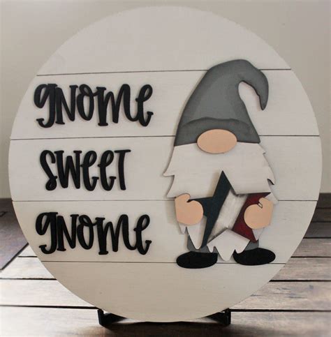 Gnome sweet gnome interchangeable wood sign piece Front door | Etsy