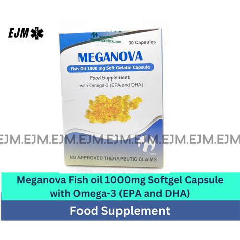 Meganova Fish Oil 1000mg Softgel Capsule With Omega 3 EPA And DHA 30