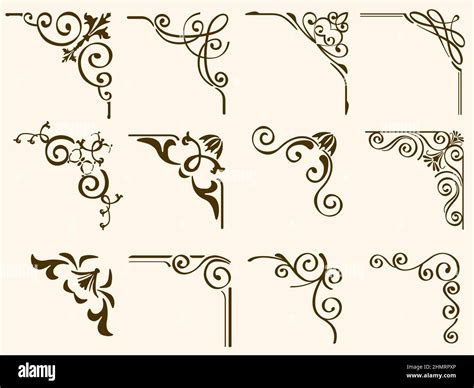 Vintage Corner Frames Set Isolated On A Plain Background Vector