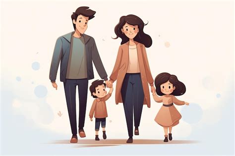 Premium AI Image | family simple illustration