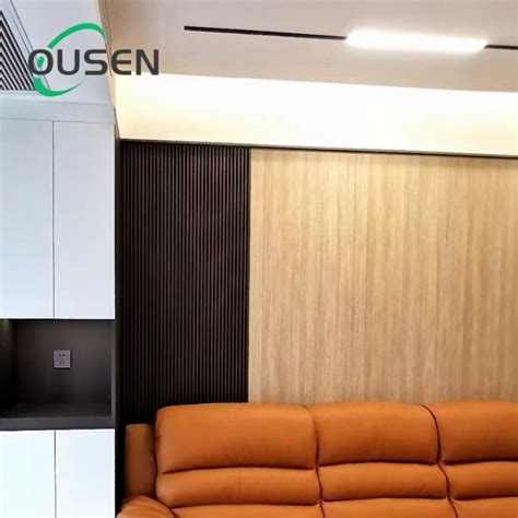 Nature Wood Grain Texture Film Indoor WPC Fluted Wall Cladding Panel