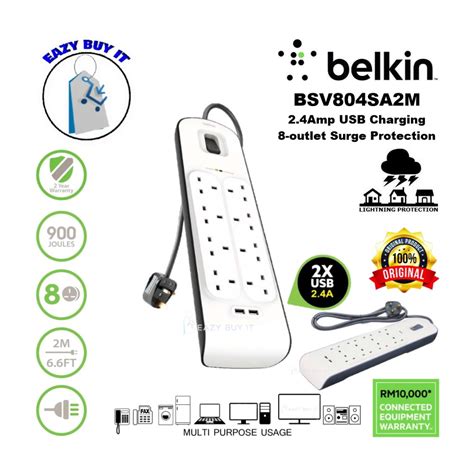 Belkin Gang Socket Surge Protector With X Usb Ports A M