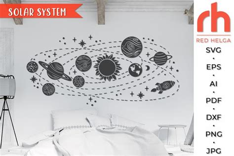 Solar System SVG Orbit Planets Silhouette Space Decor DXF